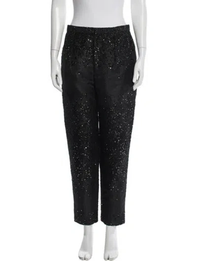 Pre-owned Love Binetti Patterned Straight Leg Pants In Black