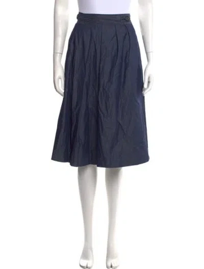 Pre-owned Love Binetti Pleated Accents Midi Length Skirt In Blue
