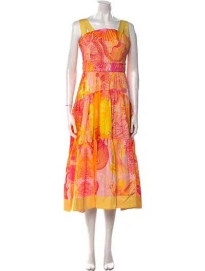 Pre-owned Love Binetti Printed Midi Length Dress In Pink