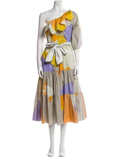 Pre-owned Love Binetti Printed Midi Length Dress W/ Tags In Gray