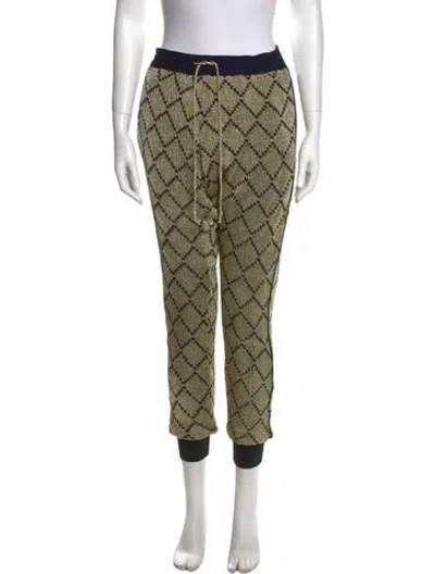 Pre-owned Love Binetti Printed Skinny Leg Pants In Gold