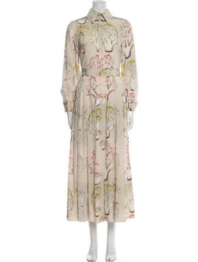 Pre-owned Love Binetti Silk Long Dress In Neutral