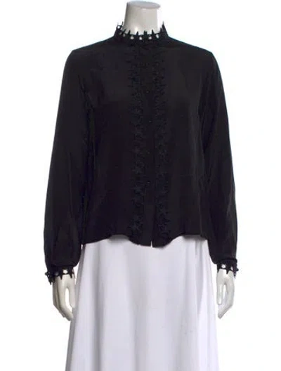 Pre-owned Love Binetti Silk Long Sleeve Blouse In Black