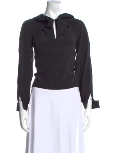 Pre-owned Love Binetti Silk Long Sleeve Blouse In Gray