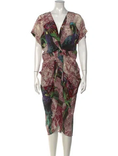 Pre-owned Love Binetti Silk Midi Length Dress W/ Tags In Burgundy