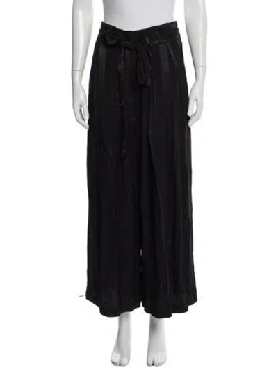 Pre-owned Love Binetti Silk Wide Leg Pants In Black