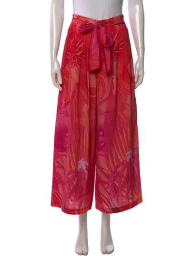 Pre-owned Love Binetti Silk Wide Leg Pants In Pink