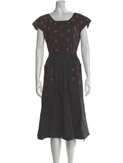 Pre-owned Love Binetti Square Neckline Midi Length Dress W/ Tags In Gray