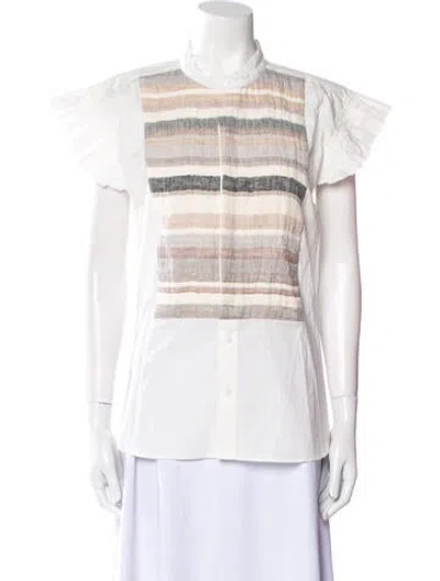 Pre-owned Love Binetti Striped Crew Neck Button-up Top In Multi