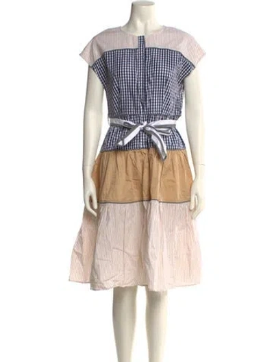 Pre-owned Love Binetti Striped Knee-length Dress In Neutral