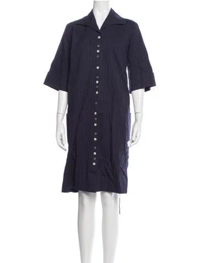 Pre-owned Love Binetti Striped Knee-length Dress W/ Tags In Blue