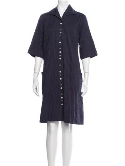 Pre-owned Love Binetti Striped Knee-length Dress W/ Tags In Blue