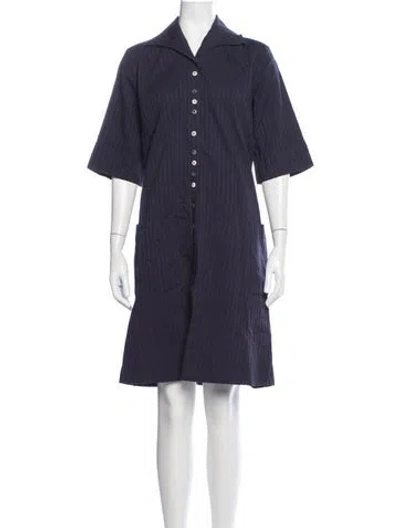 Pre-owned Love Binetti Striped Knee-length Dress W/ Tags In Blue