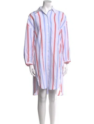 Pre-owned Love Binetti Striped Knee-length Dress In White