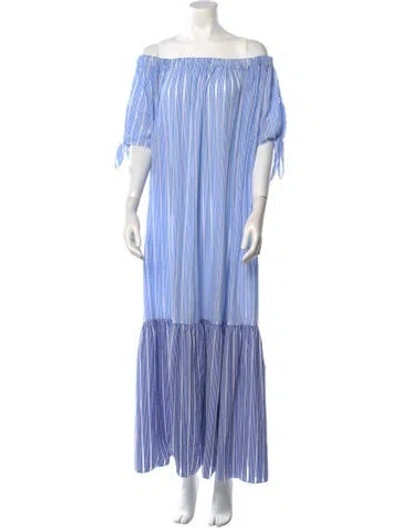 Pre-owned Love Binetti Striped Long Dress In Blue