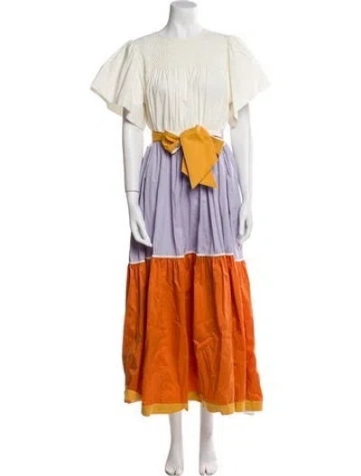 Pre-owned Love Binetti Striped Long Dress In Orange