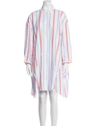 Pre-owned Love Binetti Striped Long Dress In White
