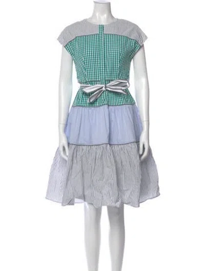 Pre-owned Love Binetti Striped Mini Dress In Blue