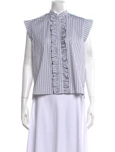 Pre-owned Love Binetti Striped Sleeveless Top In White