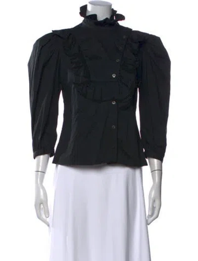 Pre-owned Love Binetti Three-quarter Sleeve Blouse In Black