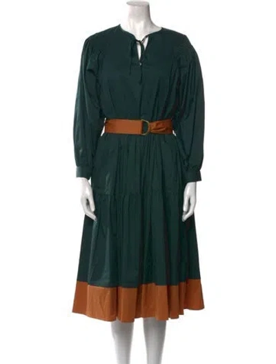 Pre-owned Love Binetti V-neck Midi Length Dress W/ Tags In Green