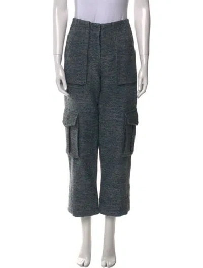 Pre-owned Love Binetti Wool Wide Leg Pants In Blue