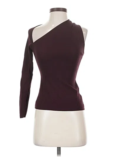 Pre-owned Love, Bonito Long Sleeve Top Burgundy One Shoulder Neckline Tops
