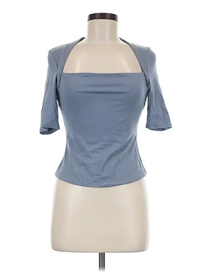Pre-owned Love, Bonito Short Sleeve Top Blue Halter Neckline Tops