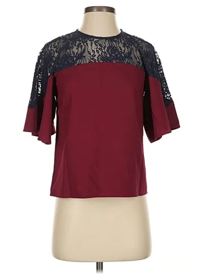 Pre-owned Love, Bonito Short Sleeve Top Burgundy Mock Neckline Tops