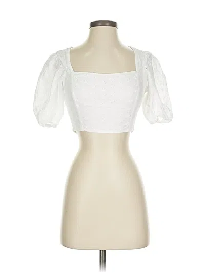 Pre-owned Love, Bonito Short Sleeve Top White Square Neckline Tops