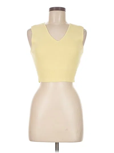 Pre-owned Love, Bonito Sleeveless Top Yellow Plunge Neckline Tops