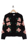 Love By Design 3d Peony Cardigan In Black