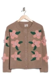 Love By Design 3d Peony Cardigan In Brown