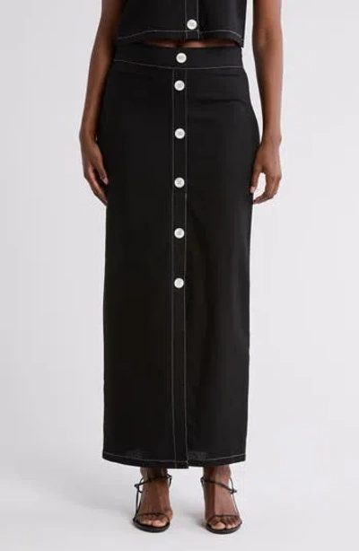 Love By Design Abby Button Front Maxi Skirt In Black