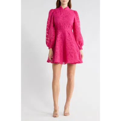 Love By Design Amber Long Sleeve Lace Fit & Flare Dress In Pink