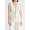 Love By Design April V-neck Vest In Gardenia/black Stripe