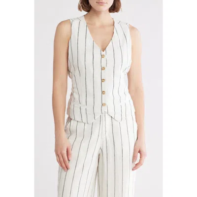 Love By Design April V-neck Vest In Gardenia/black Stripe