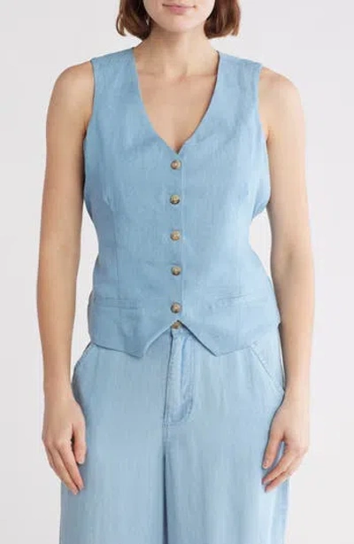Love By Design April V-neck Vest In Light Chambray