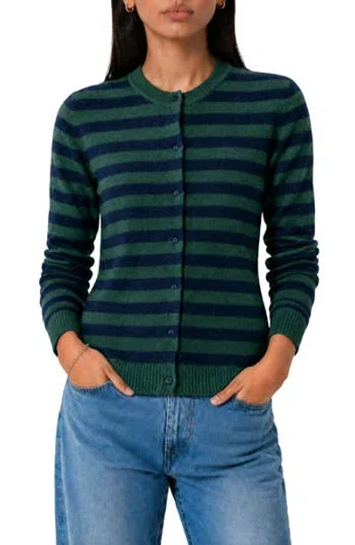 Love By Design Blair Stripe Cardigan In Emerald Green Stripe