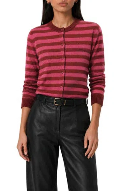 Love By Design Blair Stripe Cardigan In Hot Pink Stripe