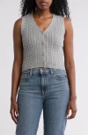 Love By Design Brea Button Front Vest In Med Grey Heather