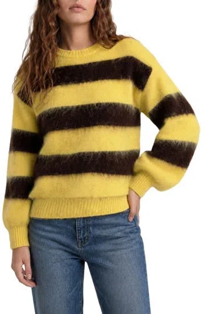 Love By Design Carlie Stripe Pullover Sweater In Rugby Stripe Mellow Yellow