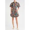 Love By Design Charlotte Puff Sleeve Bubble Hem Shirtdress In Multi