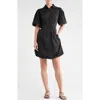 Love By Design Charlotte Puff Sleeve Bubble Hem Shirtdress In Black