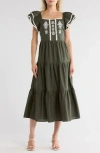 Love By Design Embroidered Midi Dress In Multi