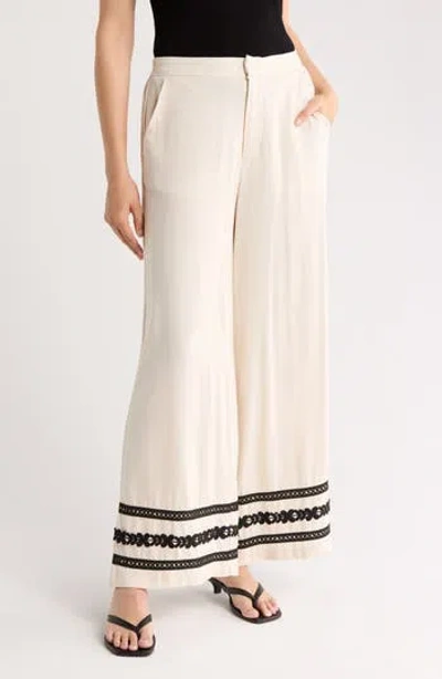 Love By Design Embroidered Wide Leg Pants In White