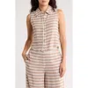 Love By Design Fiji Sleeveless Button-up Shirt In Florentine Taupe