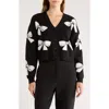 Love By Design Frankie Bow V-neck Cardigan In Black