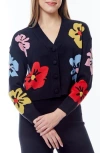 Love By Design Frankie Pattern Cardigan In Black/hibiscus Bloom