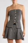 Love By Design Hannah Strapless Houndstooth Top In Multi